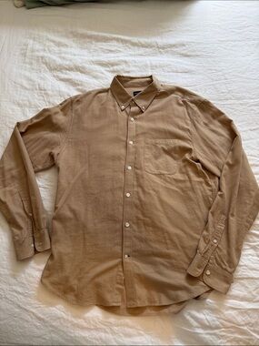 Club Monaco Men's Button-Down Shirt in Camel Tan